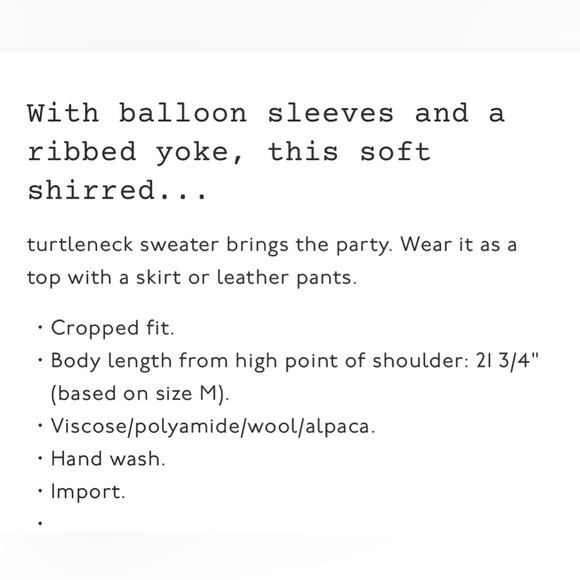 Madewell Shirred Balloon-Sleeve Turtleneck Sweater in Black, XS - Picture 12 of 12